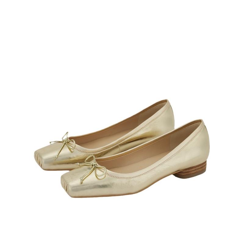 Ballerinas |  Womens Andie Heeled Leather Ballerinas Gold Ballerinas Ballerinas