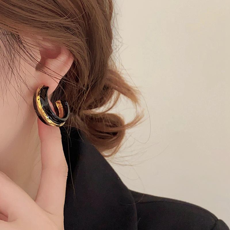 Jewellery |  Womens Gemma Hoop Earrings Black Gold Accessories Black Gold