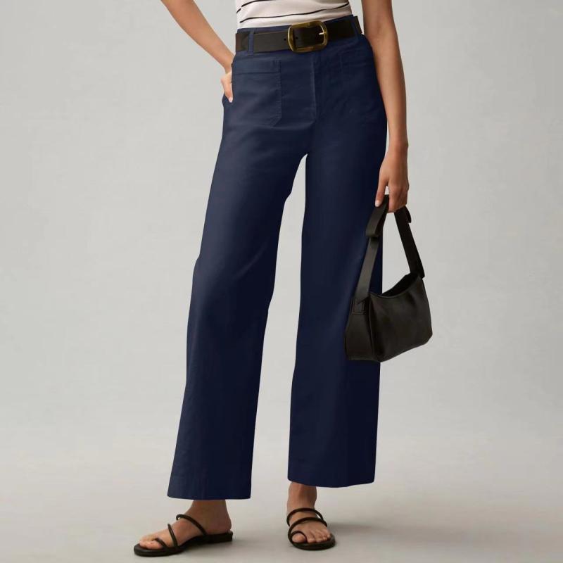 Petite Trousers |  Womens Petite Lynn Linen Trousers Navy Clothing Navy