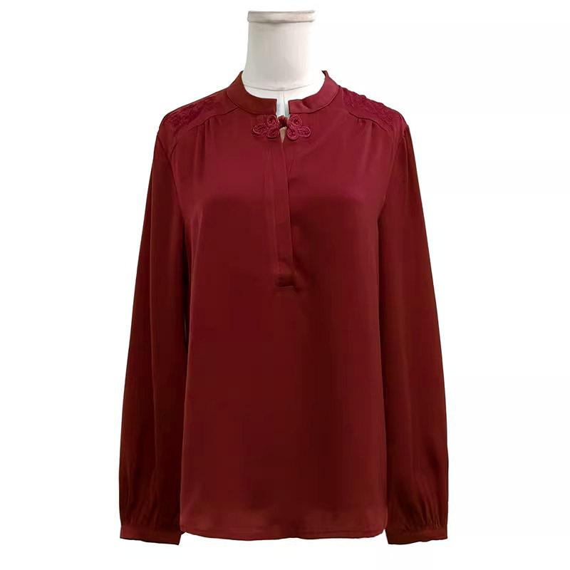 Tops |  Womens Jade Satin Blouse Warm Plum Clothing Tops