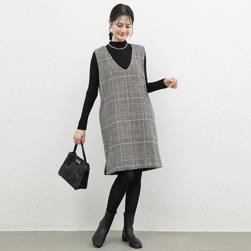 Wool Dresses |  Womens Brea Wool Dress Black White Dresses Black White